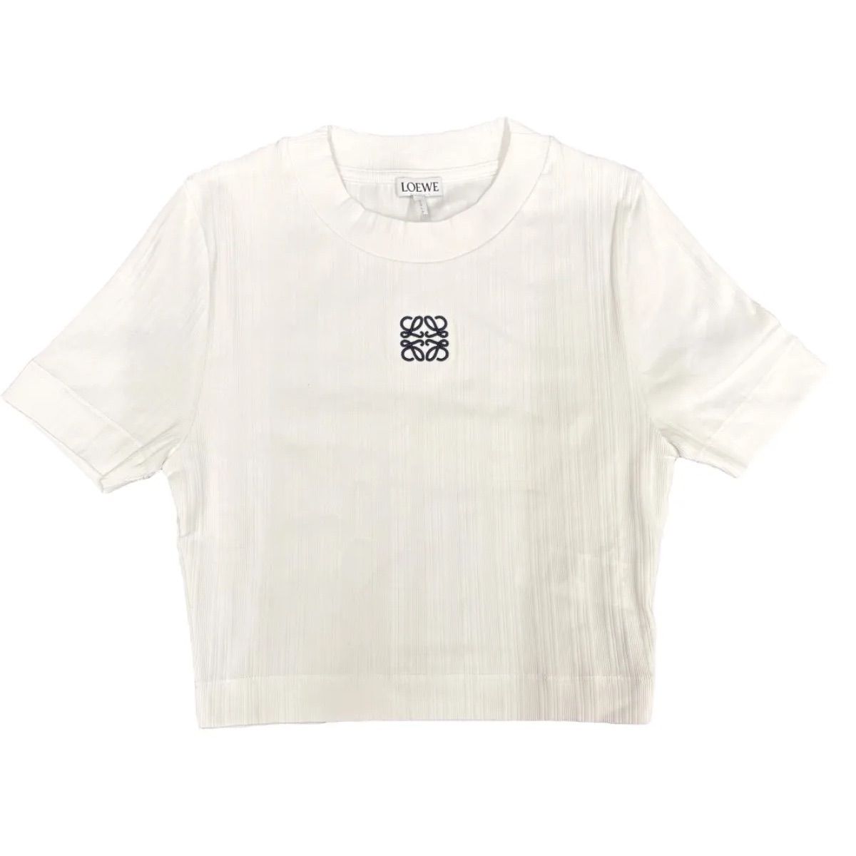 中古未使用品】 【タグ付き】 【Sサイズ】 LOEWE ロエベ Tシャツ ANAGRAM アナグラム S359Y23X87 レディース 半袖  クルーネック クロップド丈 ロゴT コットン混紡 カットソー ホワイト - メルカリ