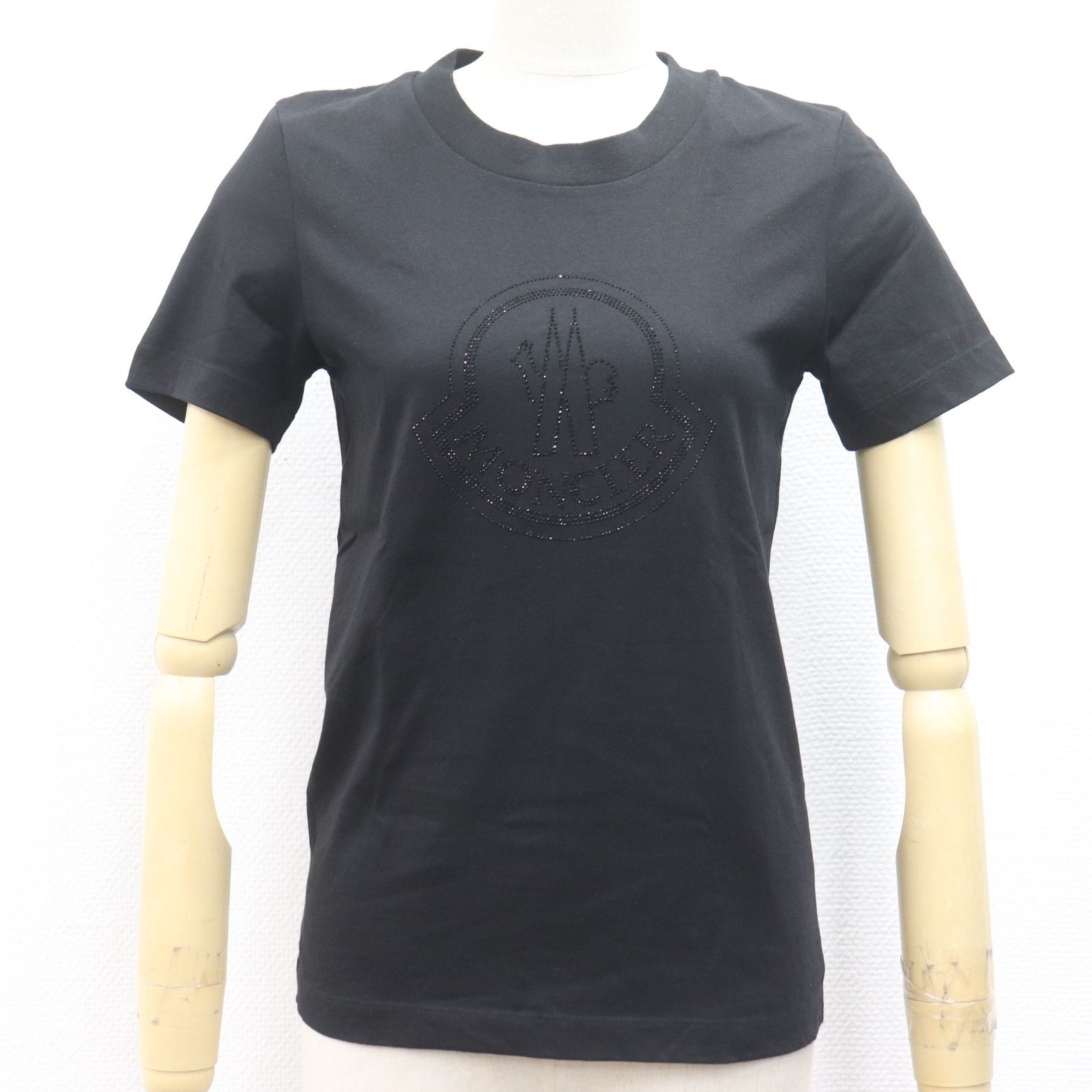 ITQDBDWYV4BK 正規品 MONCLER モンクレール MAGLIA GIROCOLLO ラインストーン付き Tシャツ ブラック レディース サイズ S