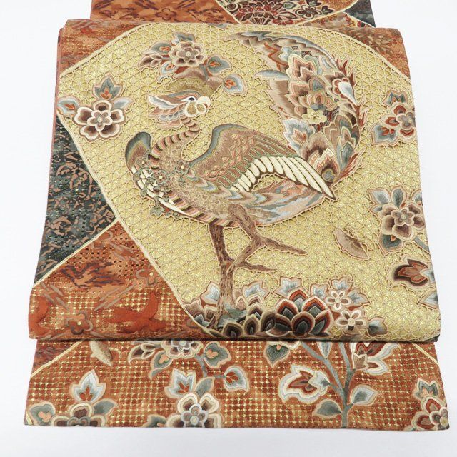 蘇州刺繍 相良刺繍 汕頭刺繍 袋帯 鳳凰 大華紋 カラー芯 正絹 六通 蘇州刺繍 相良刺繍 汕頭刺繍 袋帯 鳳凰 大華紋 カラー芯 正絹 六通