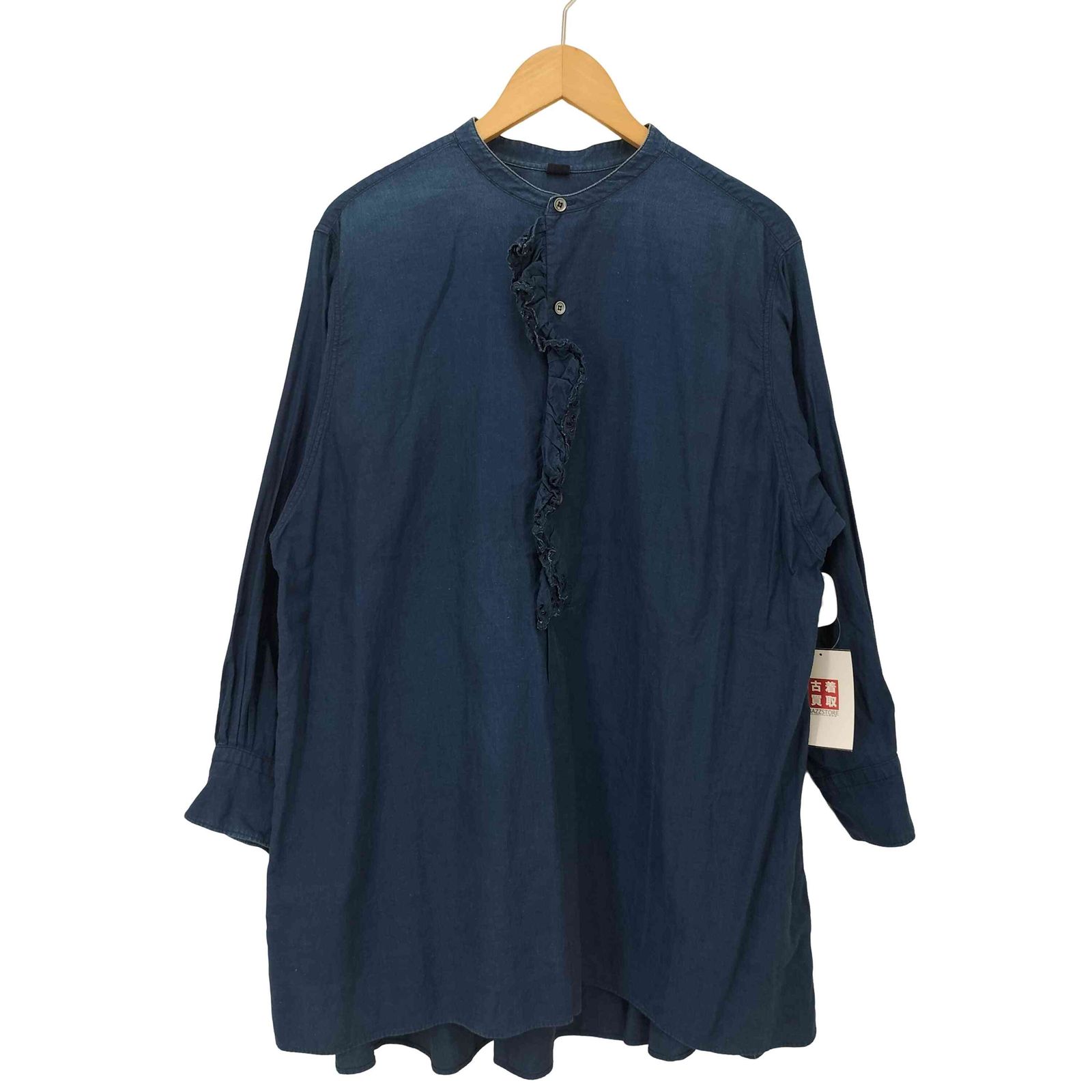 フォーティーファイブアール 45R フリルデザイン インディゴ 長袖シャツ レディース JPN 2