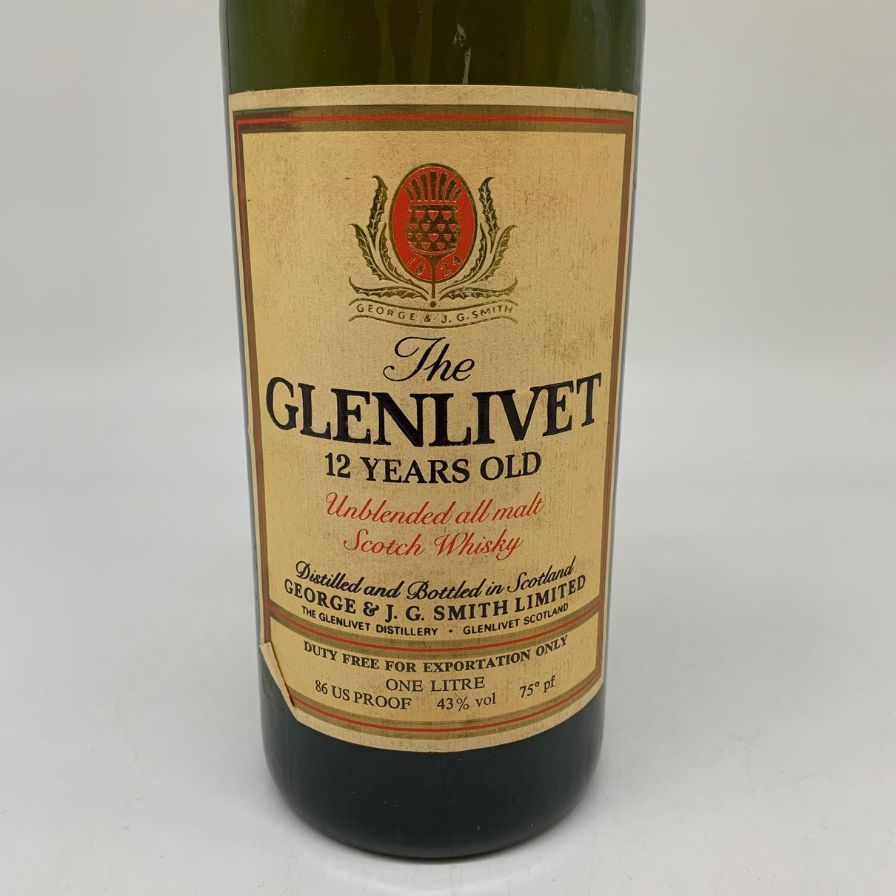 グレンリベット 12年 アンブレンデッド 赤アザミ 1000ml 43%【C4