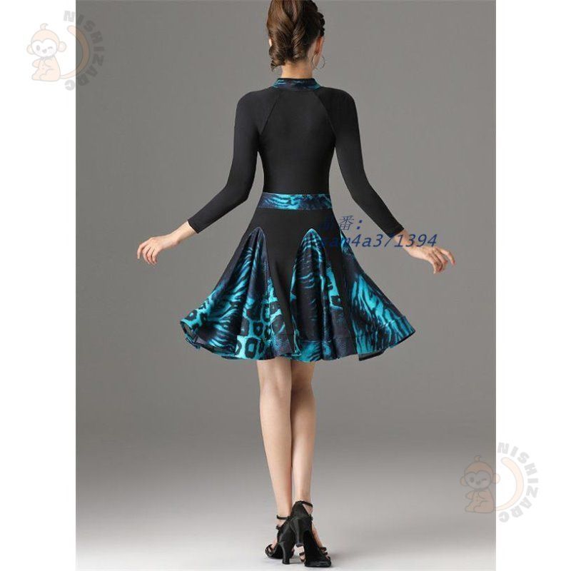 社交ダンスドレス ラテン フリンジ フ スカート ティアドロップ チャイナ襟 セクシー 衣装発表会 舞台服 ワンピース 長袖 am4a371394 LLC-HASEGAWATOSO_COM