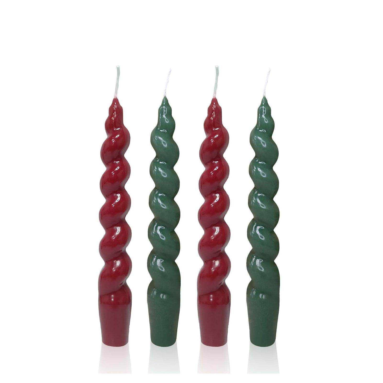 商品 カラーグラデーション キャンドル 人気 蝋燭 ろうそく 結婚式 家居裝飾 無香気 ロウソク 手作りらせん状のテーパーキャンドル 4個入り 7.5Inch Red - Green