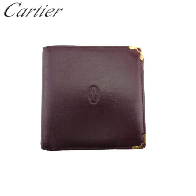 極美品カルティエマストライン二つ折り財布ボルドーミニ財布 Cartier カルティエ マストライン 二つ折り財布 ミニ財布