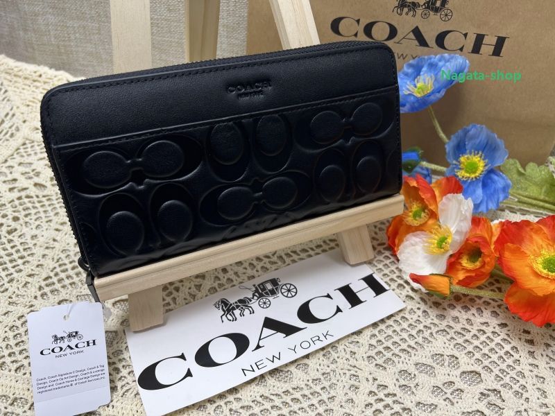 コーチ COACH 長財布 財布 シグネチャー エンボスド レザー アコーディオン ジップアラウンド ファスナー ブラック メンズ プレゼント ギフト  贈り物 F74999 財布メンズ 新 - メルカリ