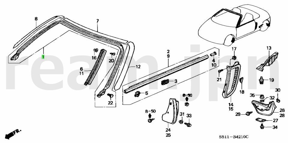 新品 ホンダ純正 PP1 ビート ウェザーストリップ フロントルーフ