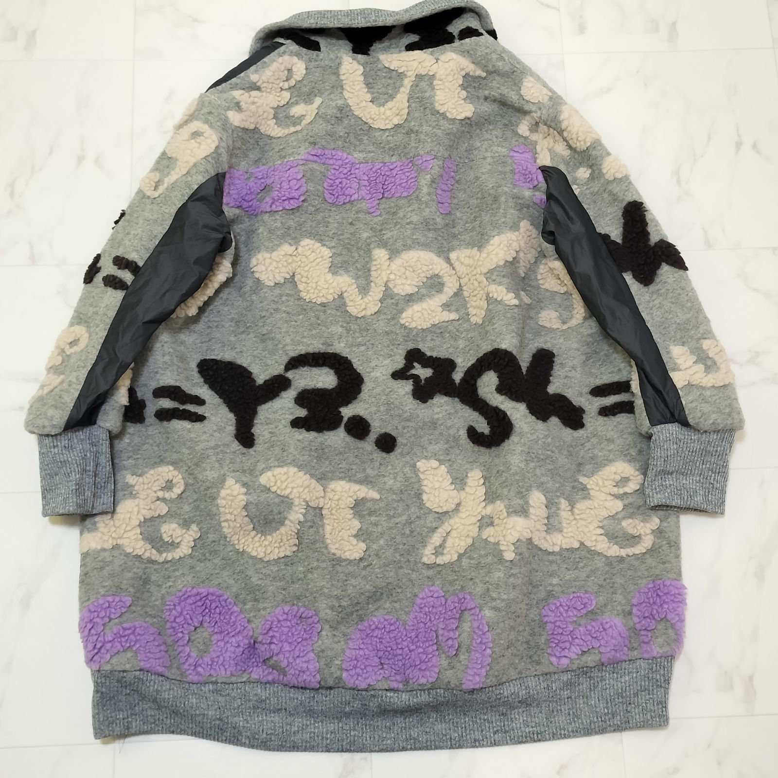 EIKO KONDO エイココンドウ ウールブレンド 中綿コート ジャケット ジップアップ 異素材 タフタ 40 L以上 WWW_MORNINGWALKER_COM