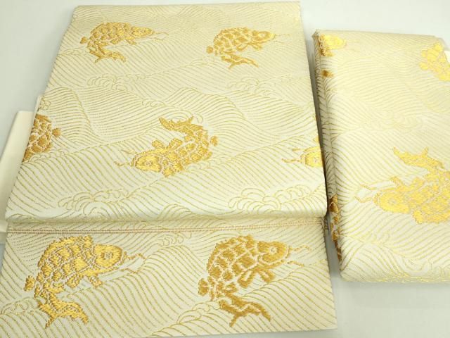 平和屋着物 上 龍村美術織物 たつむら つけ帯 踊鯉 金糸 DZAA9344kh5
