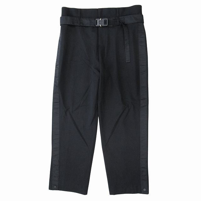 美品 21AW ディオール Dior × サカイ sacai ロゴ バックル ベルテッド パンツ スラックス サイドライン 213C120A5180 サイズ52 黒 ブラック メンズ 12