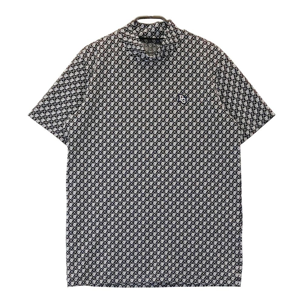 サイズ 4 PEARLY GATES パーリーゲイツ 2025年モデル ハイネック半袖 Tシャツ 総柄 ブラック系 240101532455 ゴルフウェア メンズ ストスト