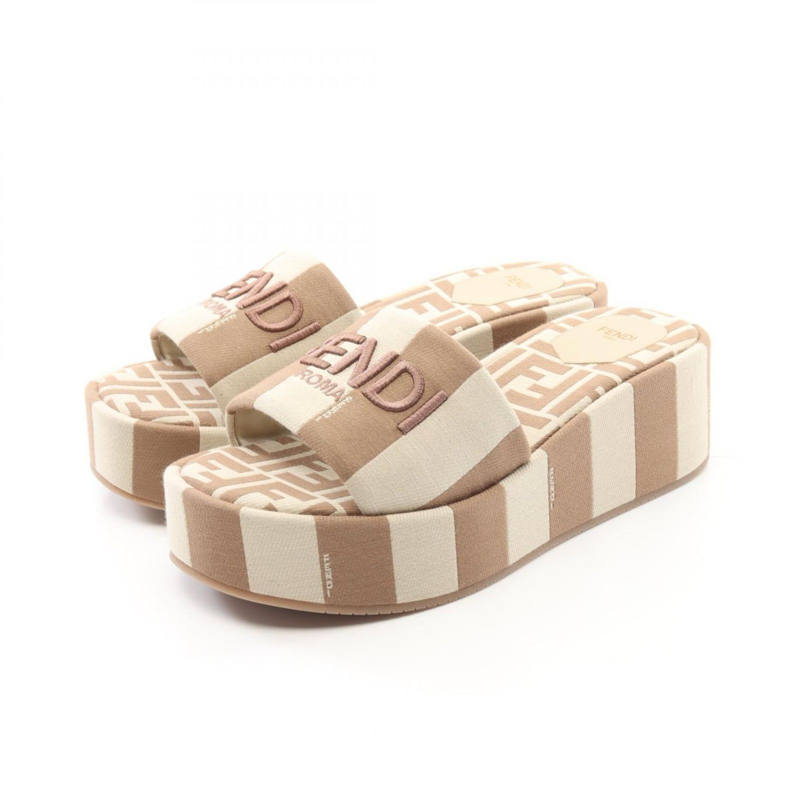 フェンディ FENDI サンダル 8R8515AORFF1P9439 ベージュ キャンバス 