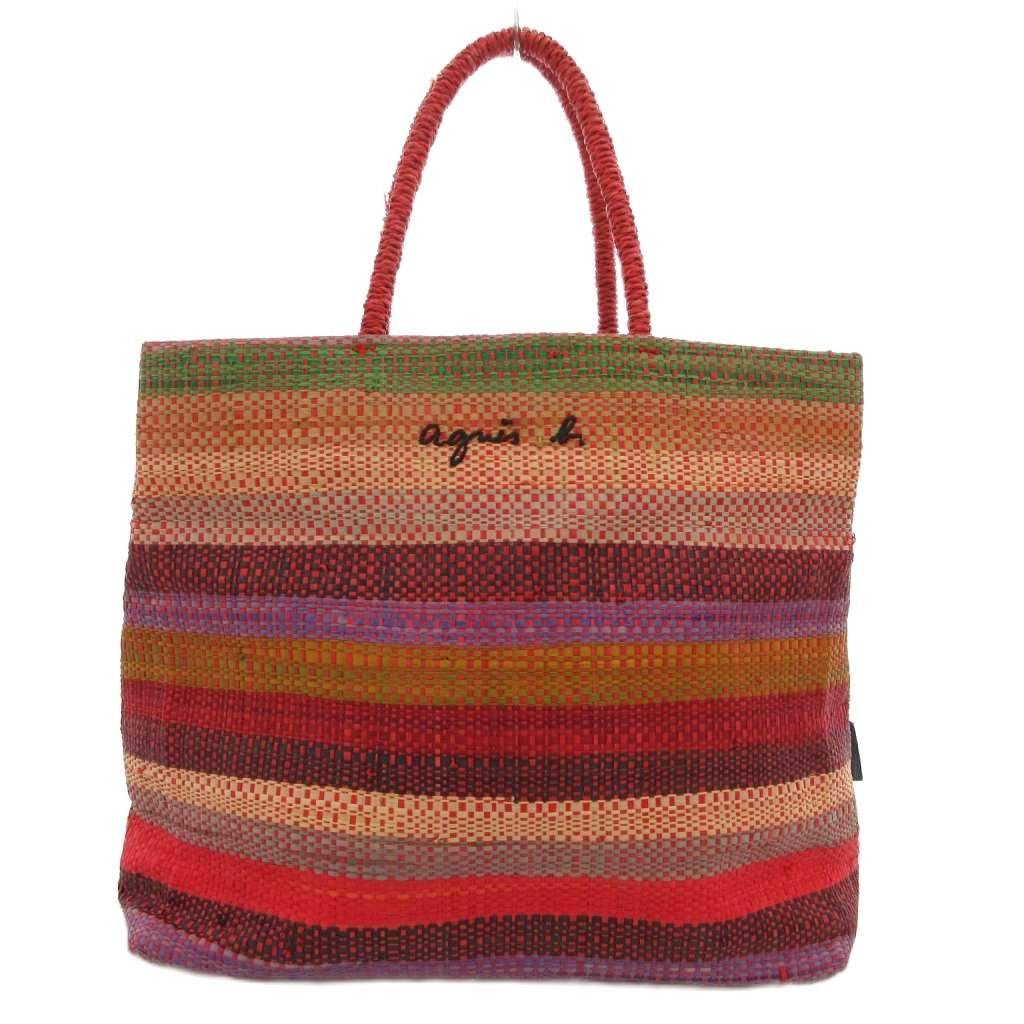 ラフィア　ブラウン　agnesb アニエスベー agnes b. ラフィアハンドバッグ 手提げカバン