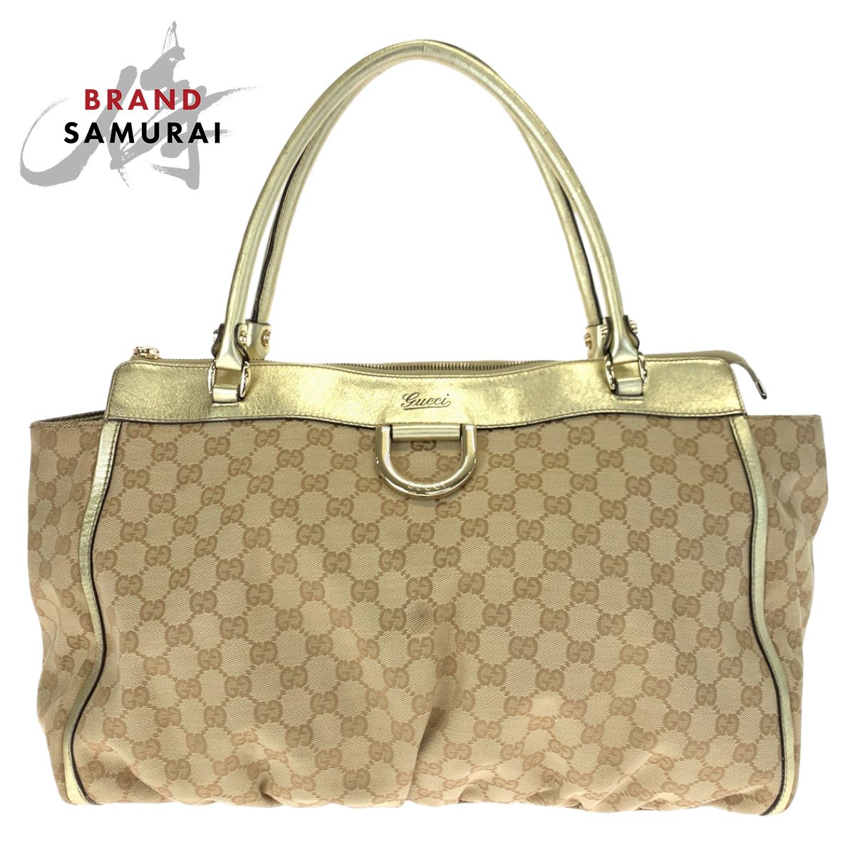 美品 GUCCI グッチ アビー ベージュ ゴールド GGキャンバス/レザー