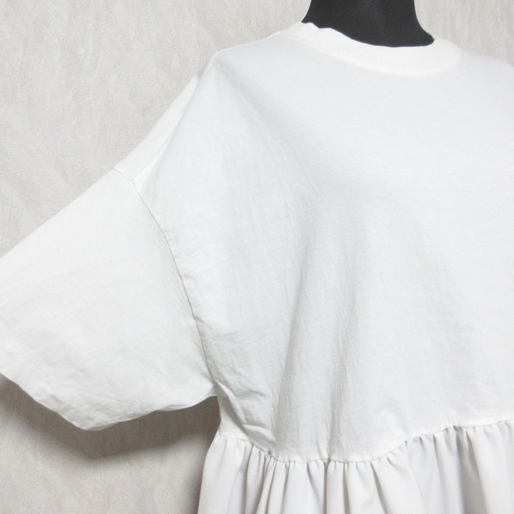 良品 yori ヨリ ヘムフリルワイドTシャツ 半袖 ペプラム カットソー YR2111-021SP F ホワイト レディース 古着 中古 良品 yori ヨリ ヘムフリルワイドTシャツ 半袖 ペプラム