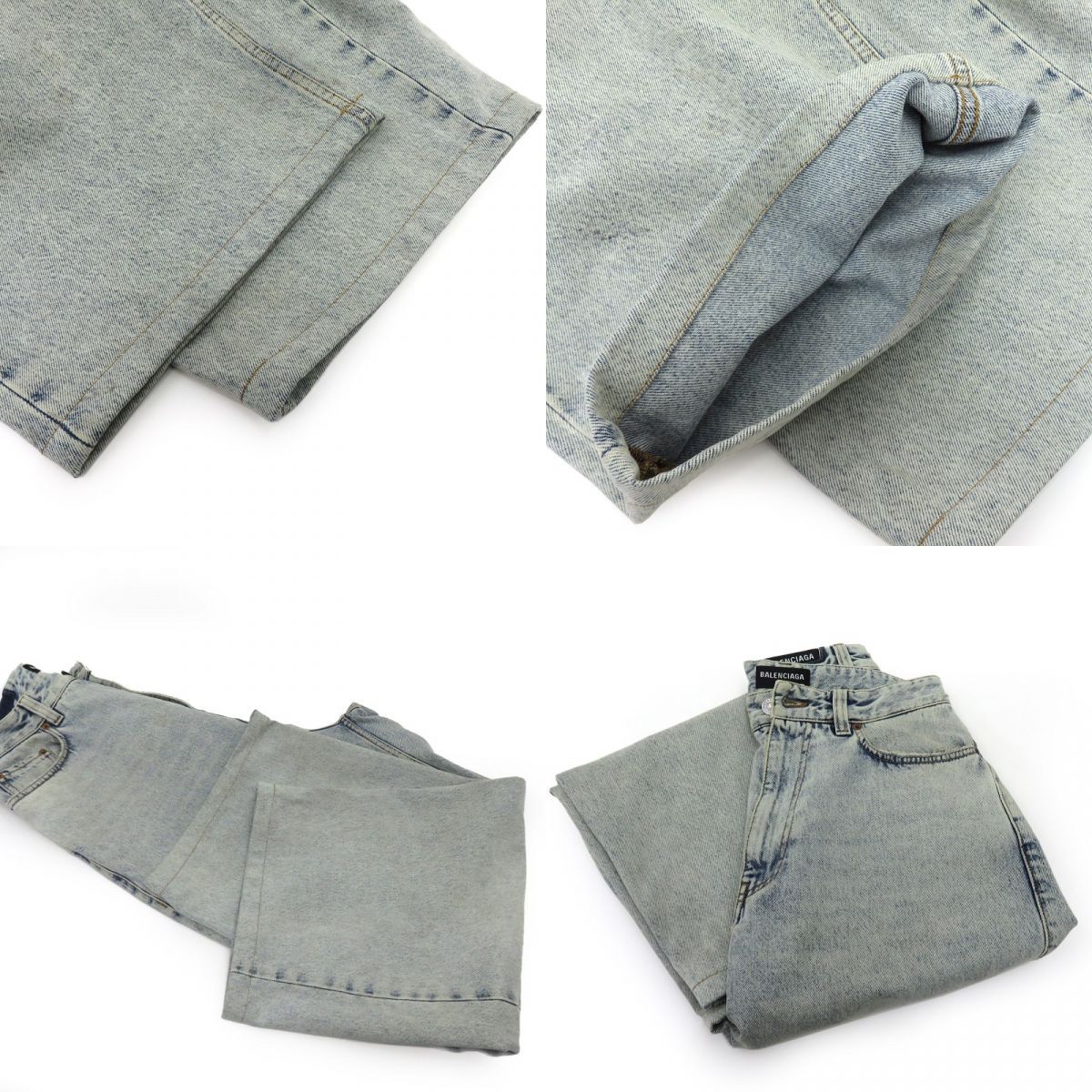 バレンシアガ 704282 プルアップ ワイド バギー デニムパンツ S 【公式