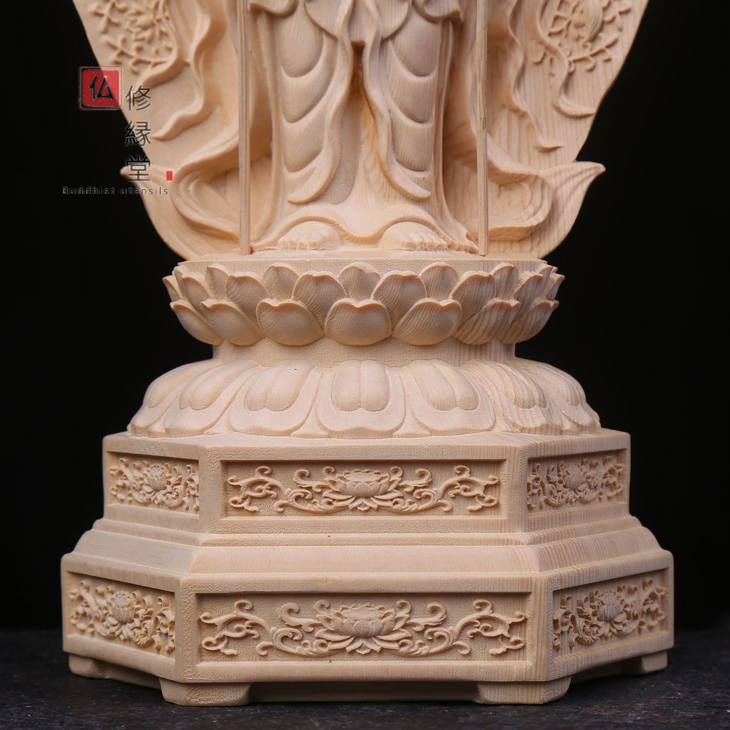 修縁堂】大迫力 木彫り 仏像 千手観音菩薩立像 彫刻 一刀彫 天然木檜材