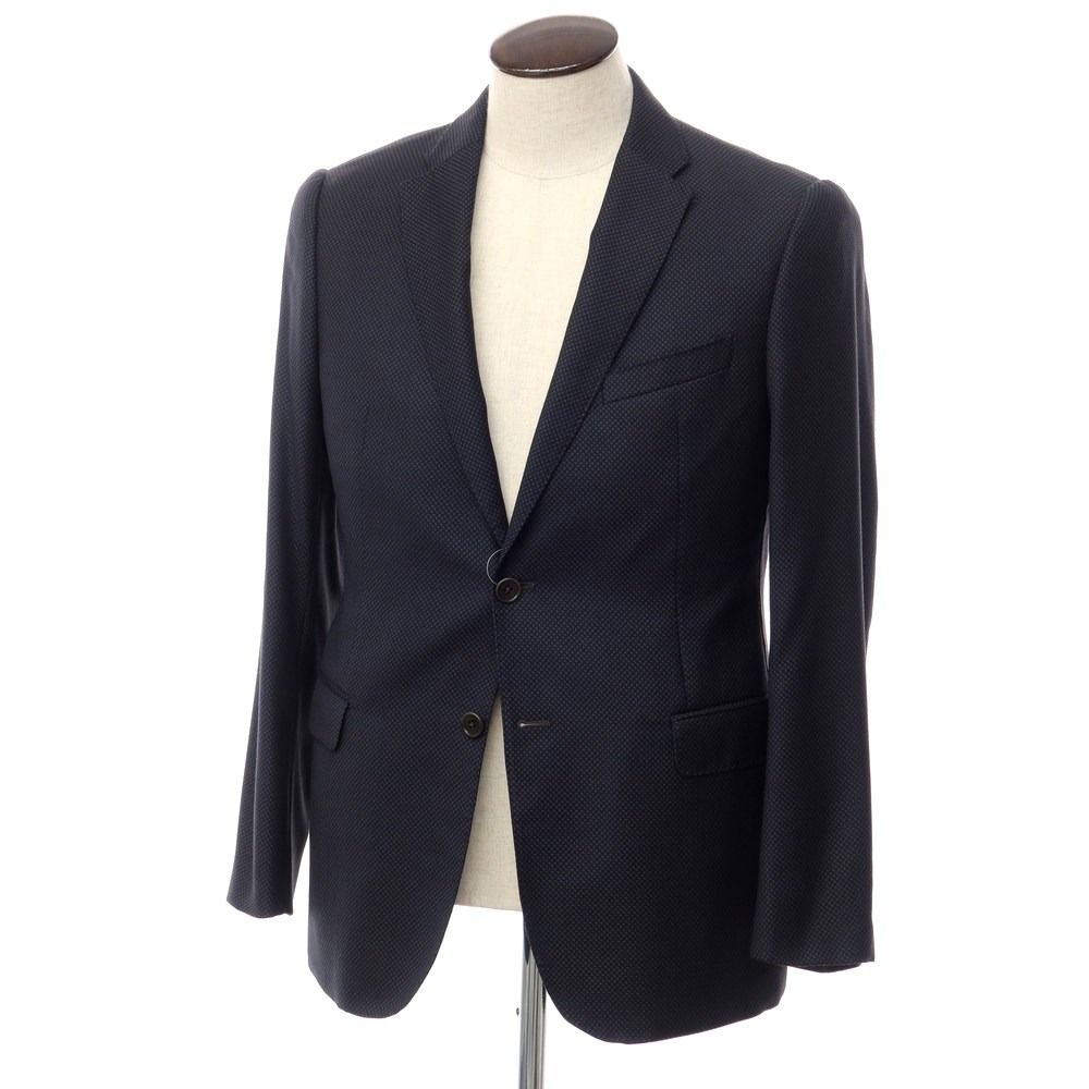 【中古】アルマーニ コレッツォーニ ARMANI COLLEZIONI ウールシルク 2B テーラードジャケット ネイビーxブラック【サイズ50】【メンズ】