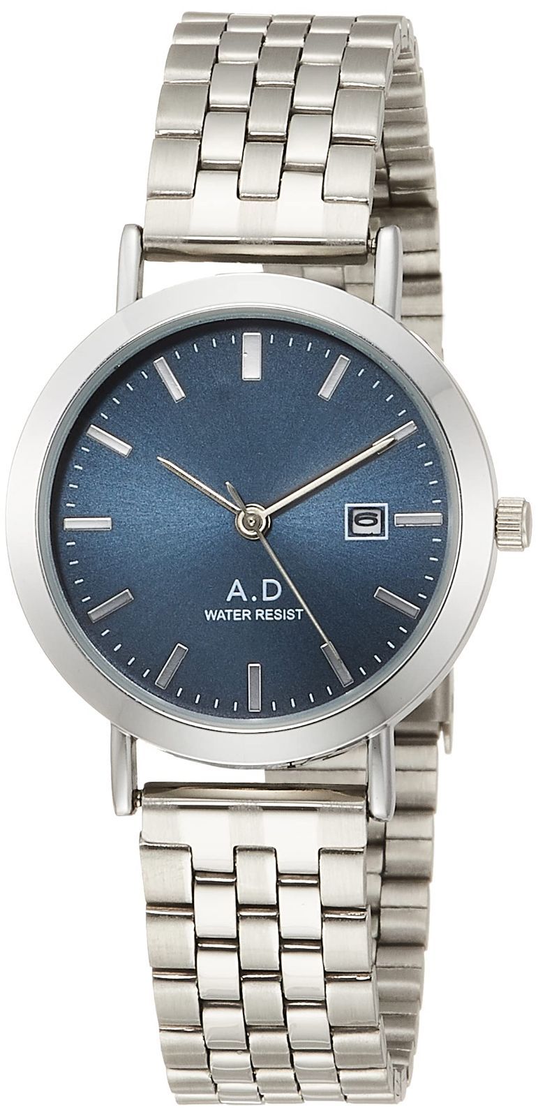 数量 日付付き メタルバンド 防水 ネイビー アマルフィディア 文字盤 アナログ 117 腕時計 レディース アリアス シルバー