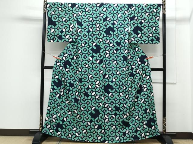 平和屋着物●上質な小紋 絞り 七宝文 正絹 ♥ CAAY9482th