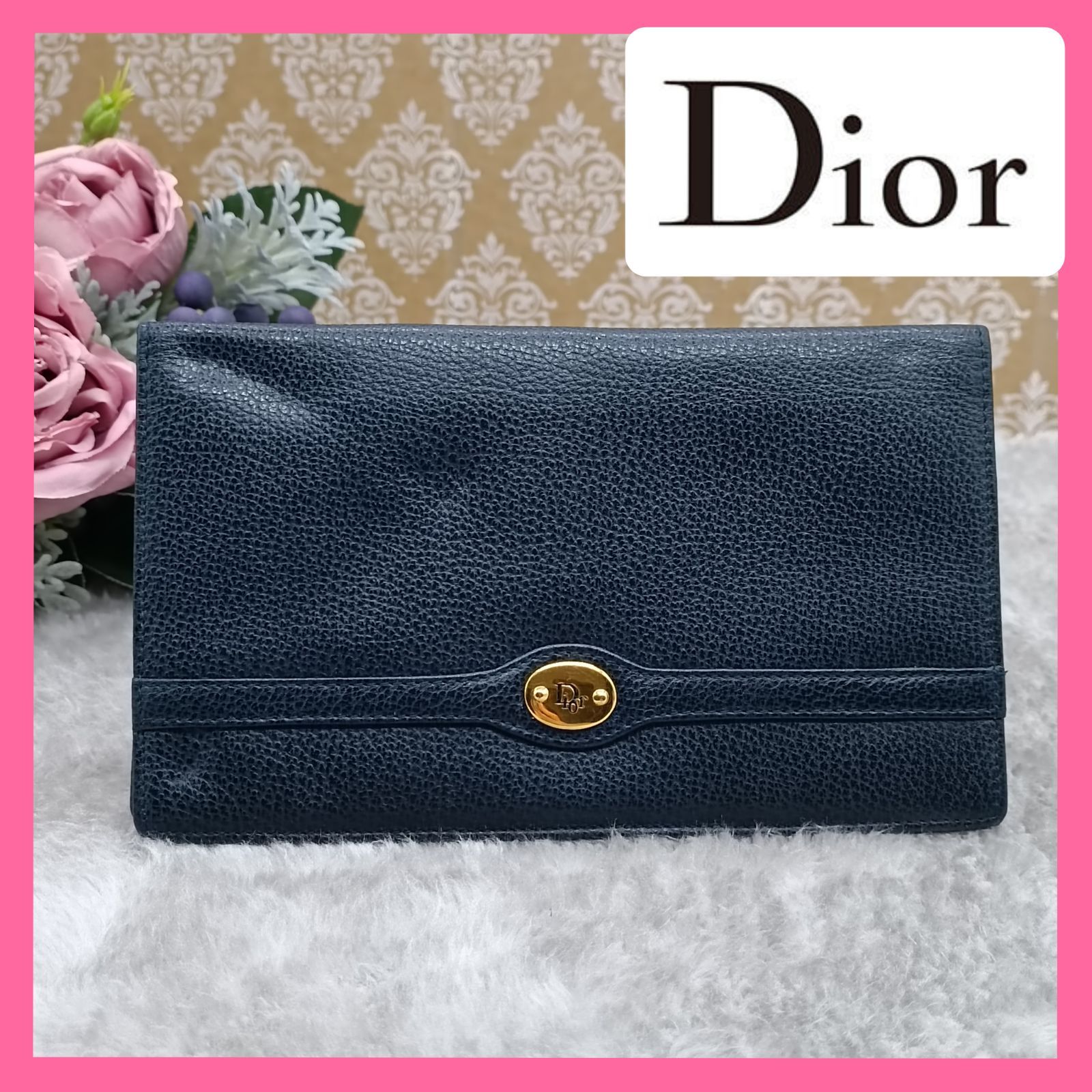 Christian Dior 》 クリスチャンディオール 長財布 札入れ カード入れ ロングウォレット ヴィンテージ ロゴプレート 本革  ダークネイビー ユニセックス 送料無料・匿名配送・最短即日発送いたします！ 406 - メルカリ