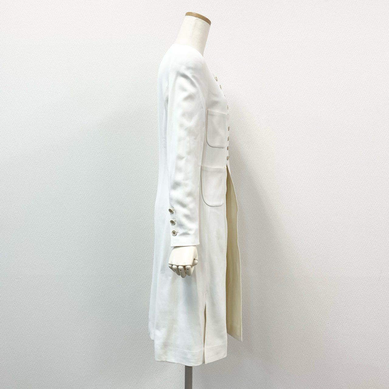 77f24 CHANEL シャネル ノーカラーコート ロングジャケット ココ