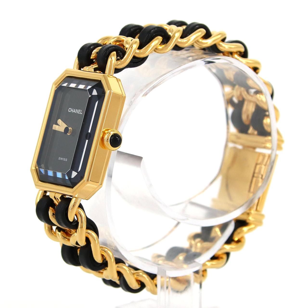 シャネル プルミエールM H0001 GP×チェーン クォーツ　M CHANEL】ヴィンテージ プルミエールM GP H0001 Mサイズ クォーツ