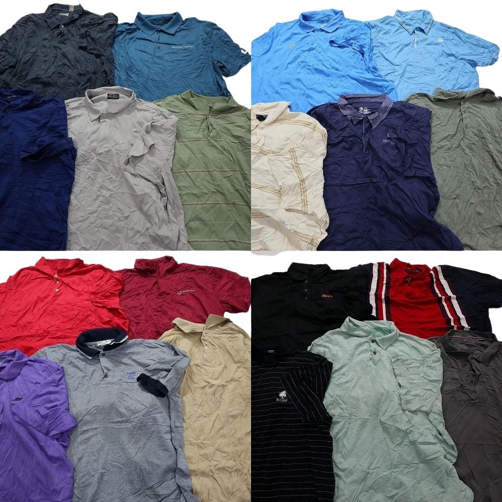 古着卸 まとめ売り ポロシャツ 20枚セット (メンズ 3XL ) 企業 ATu0026T バイカラー ポケット付き ボーダー 無地 中古 古着 MY5325