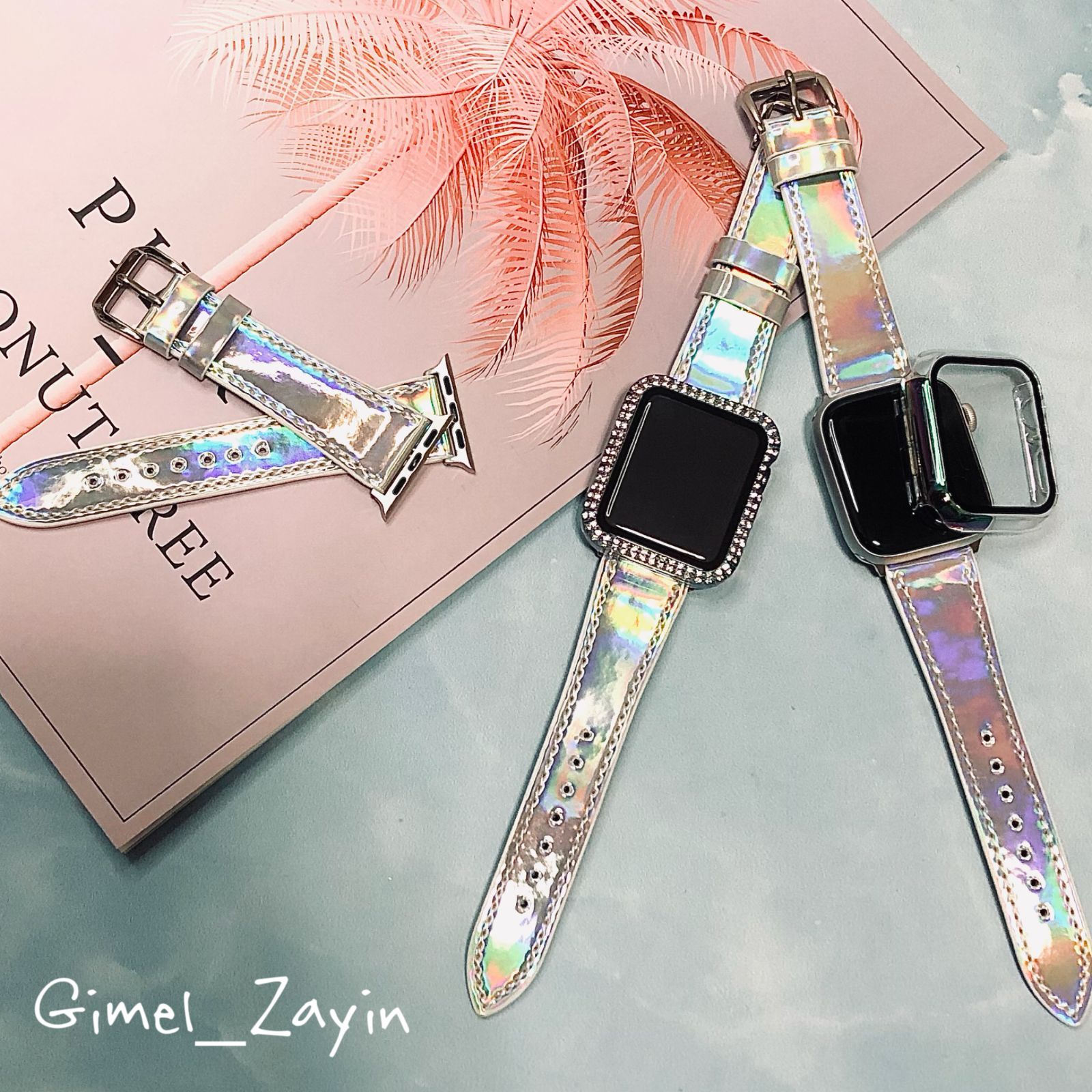 GimelZayin AppleWatchカバー オーロラ レザー ケース アップル