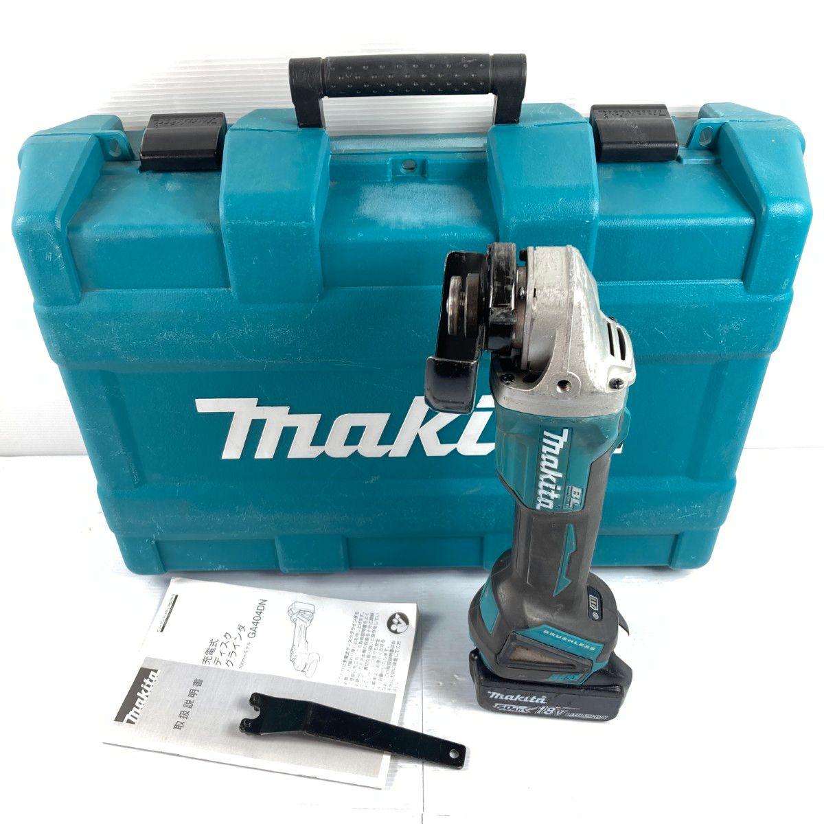 ＊＊MAKITA マキタ 18V 100mm 充電式ディスクグラインダ バッテリ1個 ケース付 充電器なし GA404DN ブルー