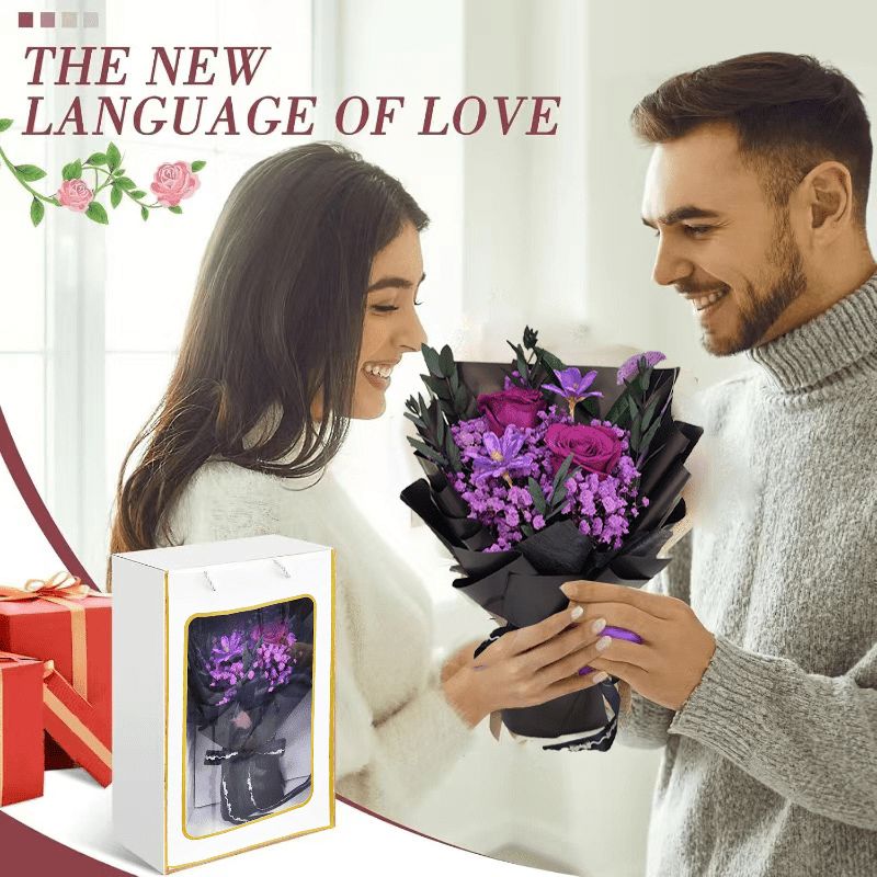 バレンタインデーの保存された薔薇のブーケ