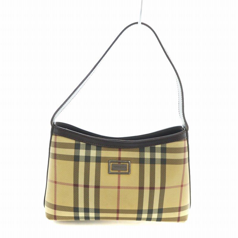 バーバリー BURBERRY ハンドバッグ ノバチェック ロゴ キャンバス レザー ベージュ GY18 |MQ