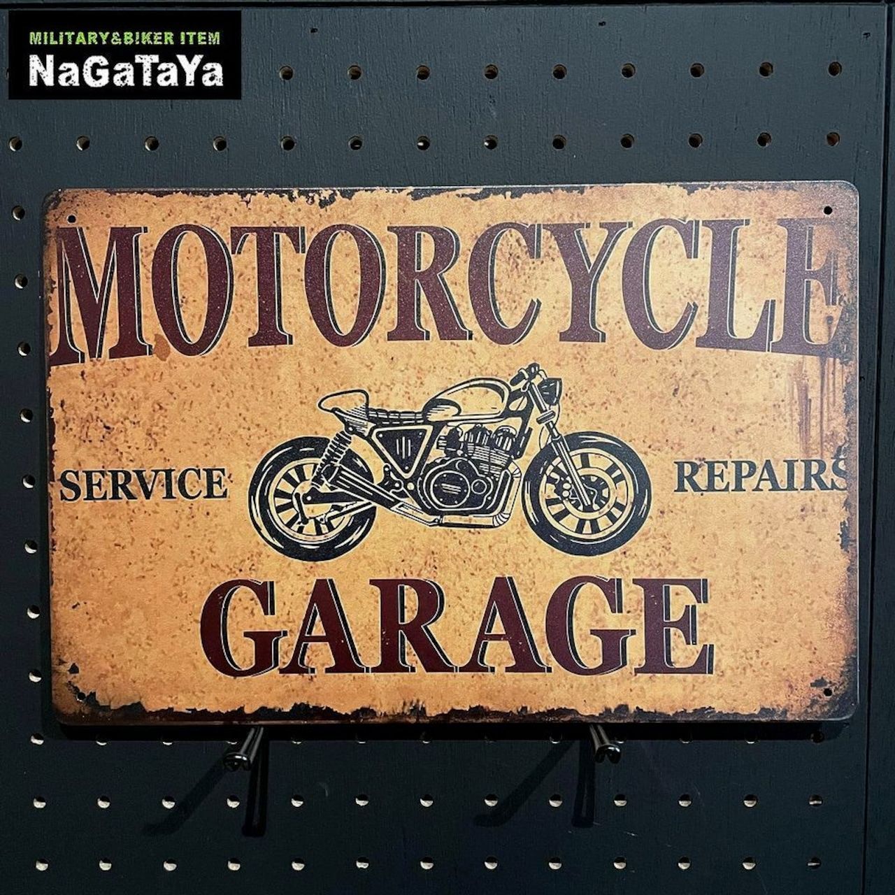 ビンテージ風 アメリカンサインボード Motorcycle GARAGE
