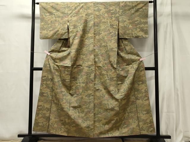 平和屋着物○上質な紬 飛鳥草葉文 正絹 逸品 DAAV1415tw