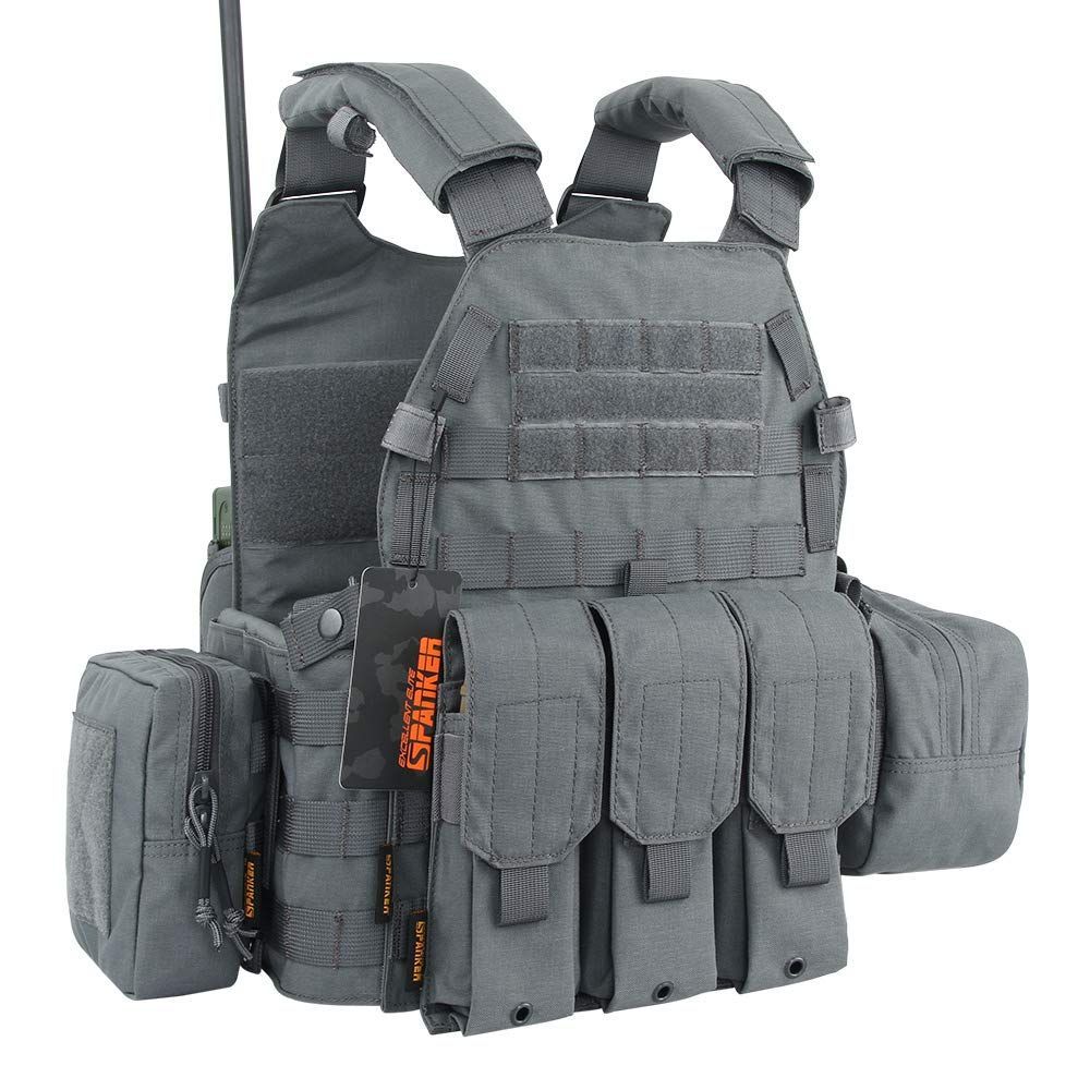Color グレー Grey EXCELLENT ELITE SPANKER キャリアプレート マルチカム ナイロン製 JPC ベスト サバゲー タクティカルベスト マルチカム 軽量 サバゲー アーマー ポーチ付属 サバゲー プレートキャリア 6094 JP