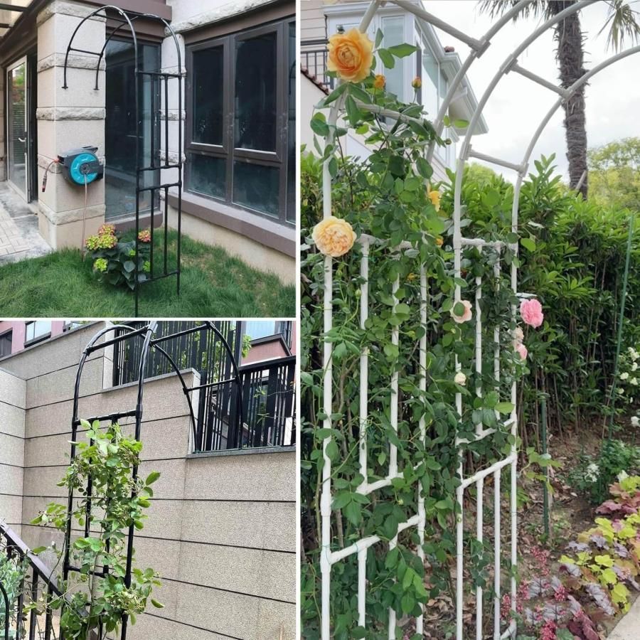 当店の新品大セール！ ガーデンアーチ 薔薇ハーフアーチ 錆びない 家庭菜園 ローズアーチ 安定 フラワーアーチ 黒 白 ガーデンアーチ アーチフラワースタンド ウェディングアーチ
