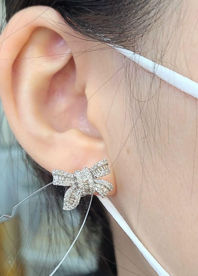 可愛い！人気のリボン 1ct ダイヤモンド K18 wg ピアス 鑑別 可愛い！人気のリボン 1ct ダイヤモンド K18 yg ピアス 鑑別書