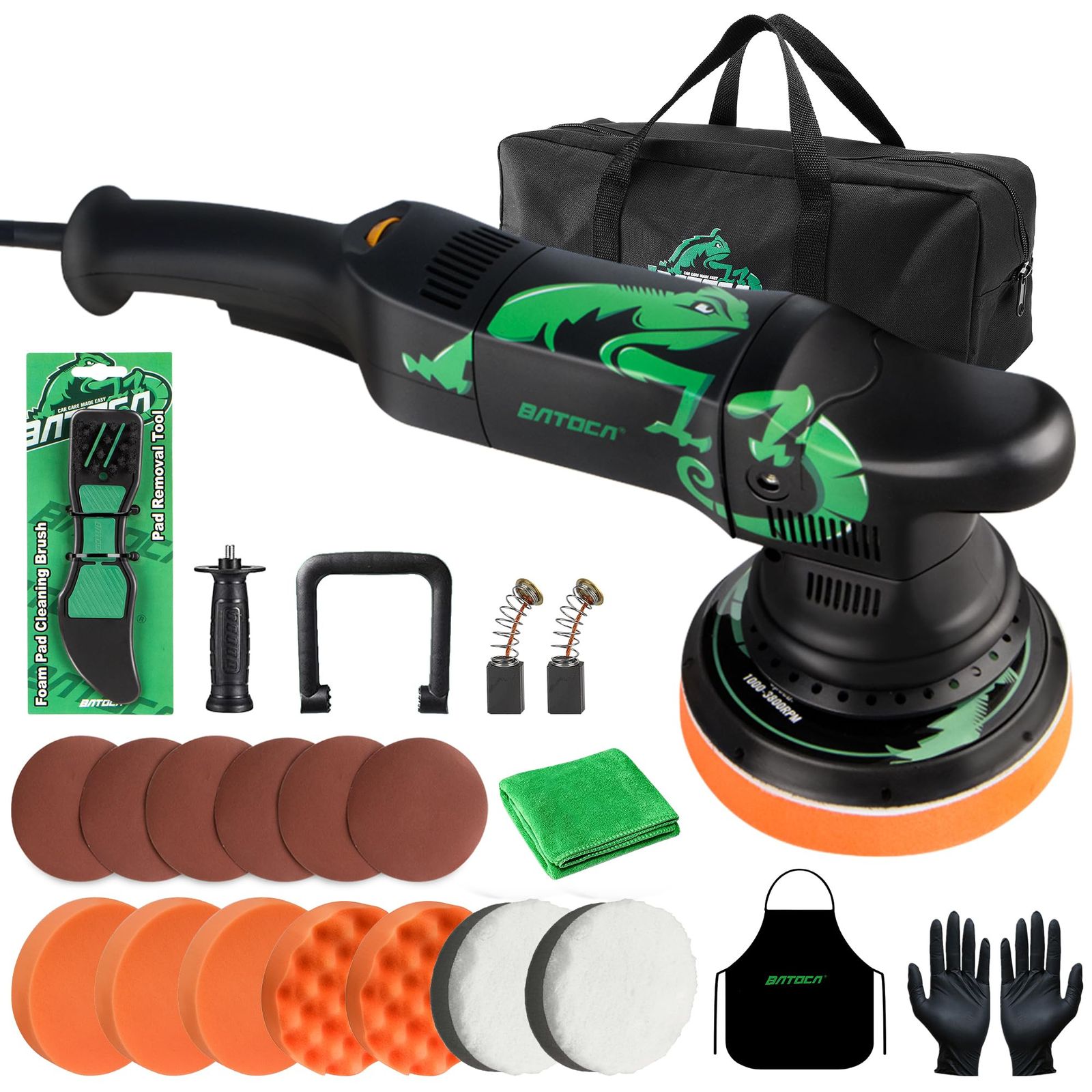 BATOCA T 1 ポリッシャー ダブルアクション 電動 車 15 mm ランダムオービタル式 コード式 研磨機 100 V 六段変速 1000 3800 RPM 700 W強力モータ 125 車磨き ヘッドライト バイク用 傷消しツール カーケア ツ