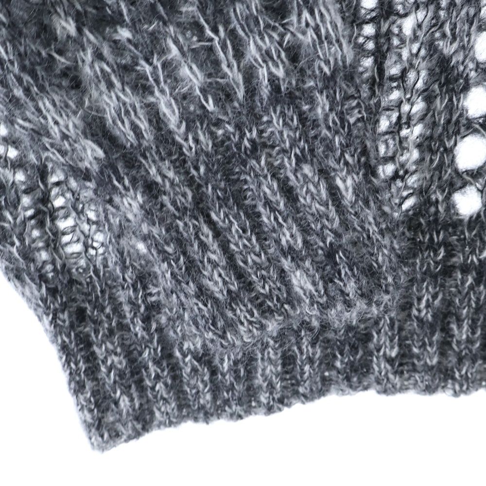  GANNI ガニー Mohair Lace Polo 2640 モヘヤ ローゲージニット長袖ポロシャツ グレー レディース ポロシャツ トップス