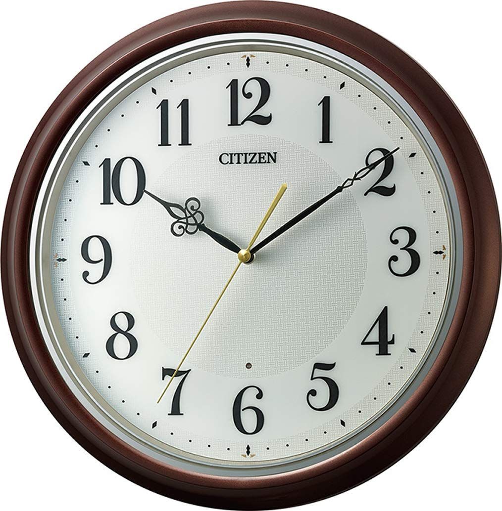 ブラウン リズム(RHYTHM) シチズン 掛け時計 電波時計 静かな 連続秒針 ブラウン φ33x4.6cm CITIZEN 8MY560-006
