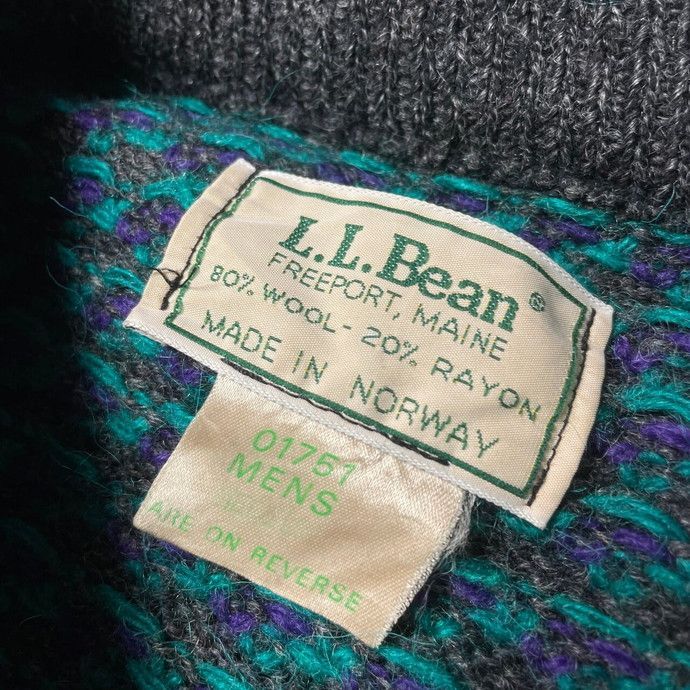 80年代 ノルウェー製 L.L.Bean エルエルビーン バーズアイ ニットセーター ウール レーヨン メンズXL相当 - メルカリ