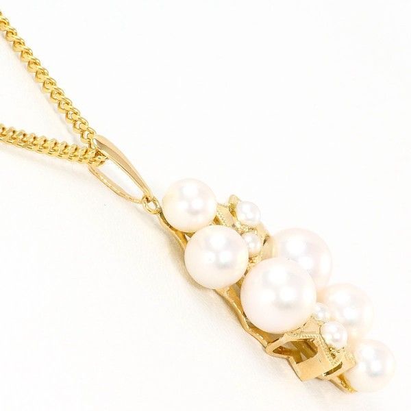 K18YG ネックレス necklace パール 真珠 カード鑑別書 総重量約6.8g 約40cm