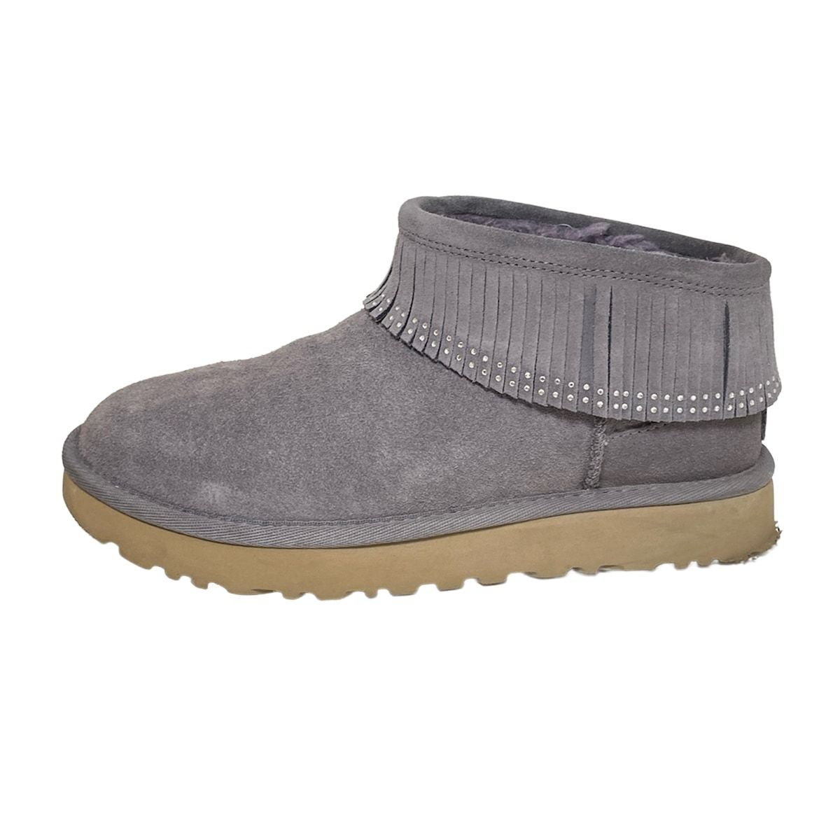 UGG アグ ショートブーツ 23 レディース ウルトラ ミニ フリンジ ブリング 1121576 パープル フリンジ ラインストーン ムートン
