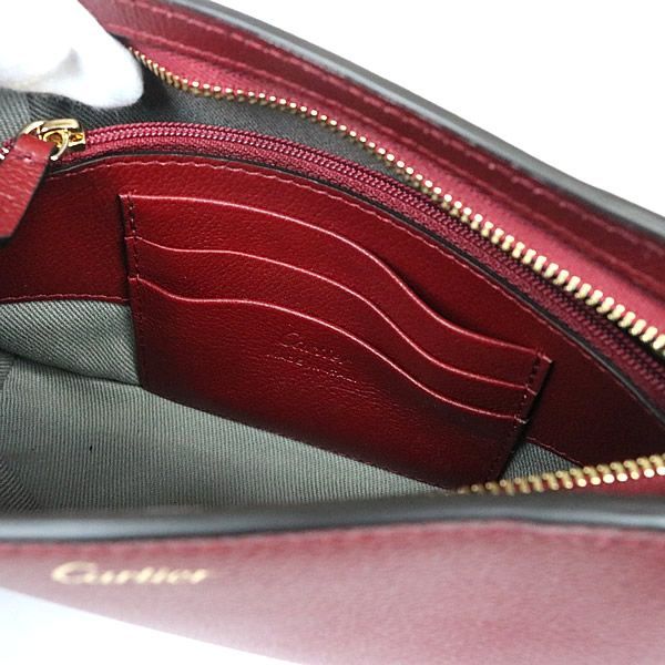 銀座店 新品 カルティエ Cドゥ カルティエ レザー ポーチ ボルドー ...