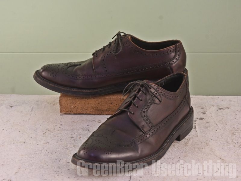 B872 USA製 FLORSHEIM ビンテージ ビジネスシューズ ウィングチップ 茶 メンズ 9E 27cm