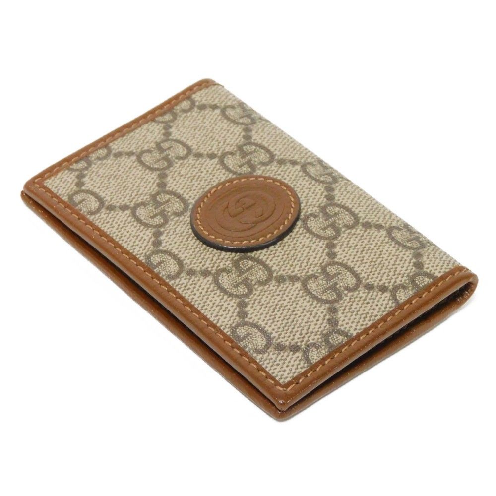 GUCCI グッチ インターロッキングG カードホルダー エンボス レザー 