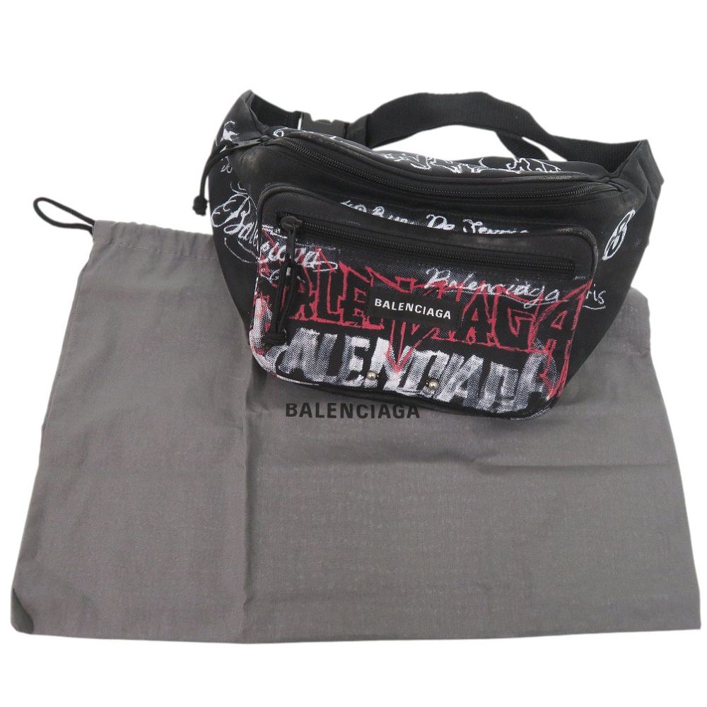 バレンシアガ Explorer ベルトパック DIY metal allover logo 482389 ポリエステル ポリアミド ブラック ウエストバッグ 黒 0748 BALENCIAGA