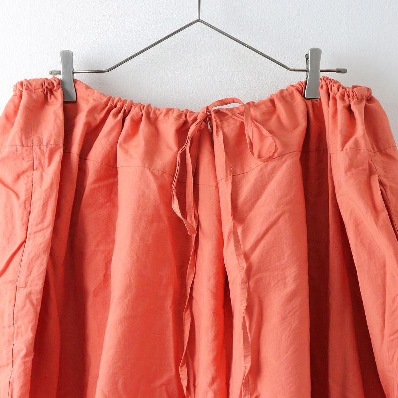 ヴェリテクール高密度リネンセンタープリーツオールインワンオレンジ