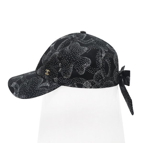 CHANEL シャネル カメリア 総柄 シルク キャップ ココマーク バック リボン 47474
