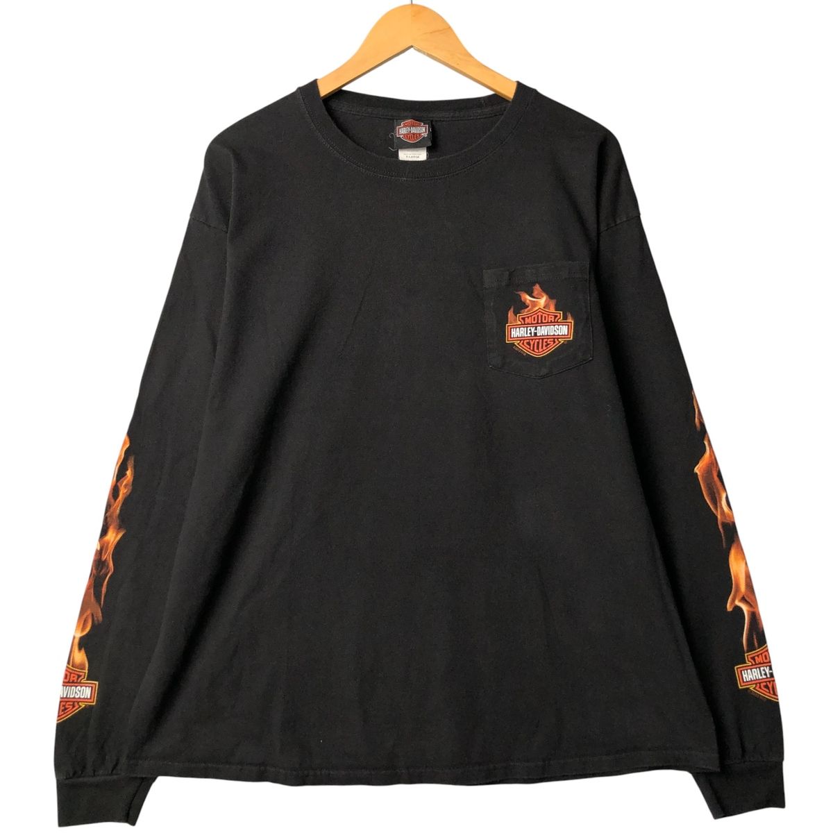 古着 ハーレーダビッドソン Harley-Davidson モーターサイクル ファイヤーパターン ロングTシャツ ロンT メンズXL相当|eaa586529
