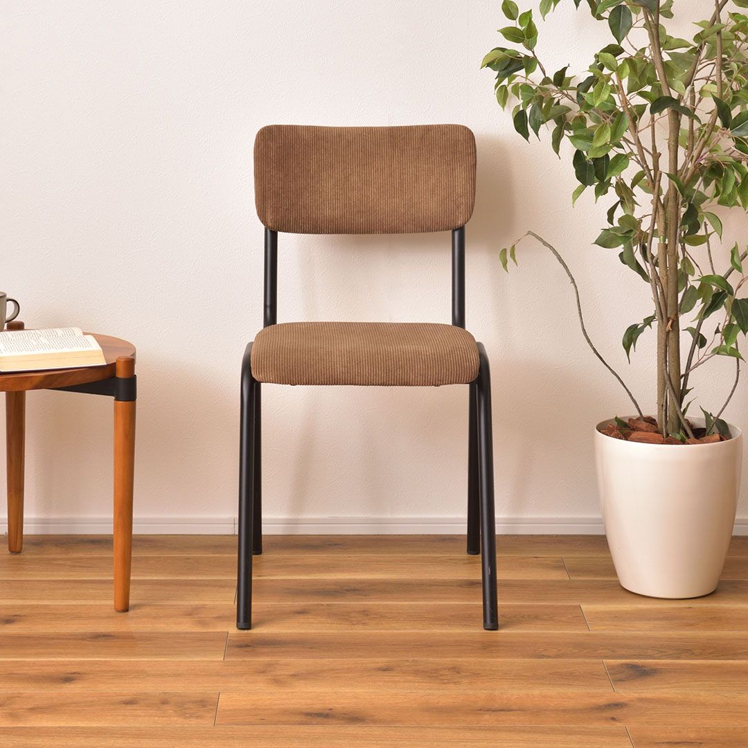 コーデュロイ ダイニングチェア デスクチェア ブラウン